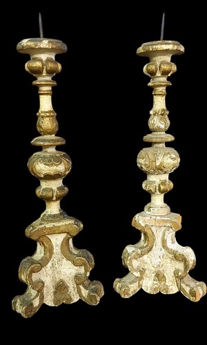 Antica coppia candelieri fine - candelieri,